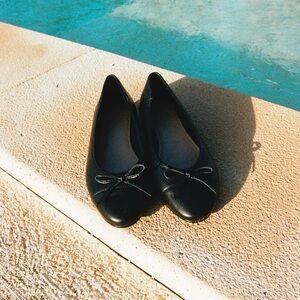 NWT H&M Black Leather Ballet Flats